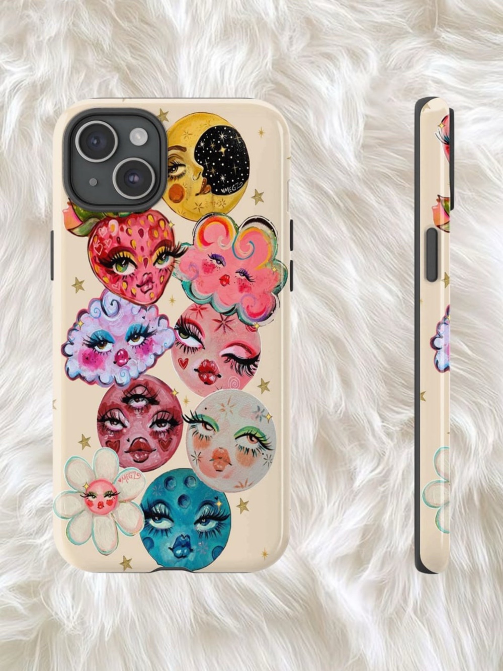 Floral & Celestial Cream Artistic Phone Case - Stylish Protection